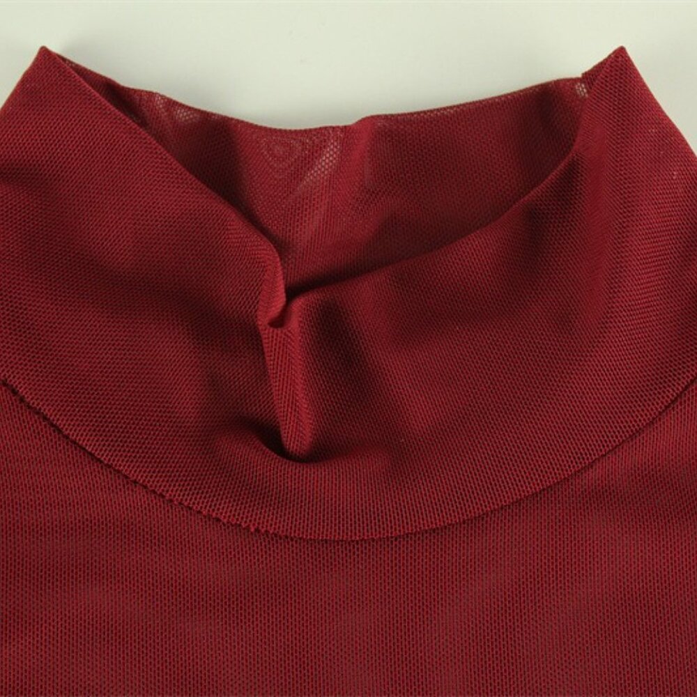 Chic Mesh Patchwork A-Line Dress | Sophisticated Sheer Detail Party Mini - Picture 5 of 6